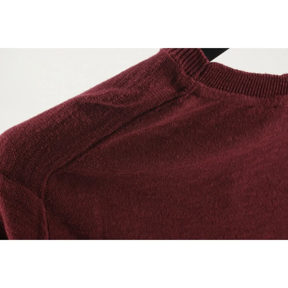 New Josh James Men's Medium‎ Maroon Slub Knit Cotton Heather Crew Jumper Sweater